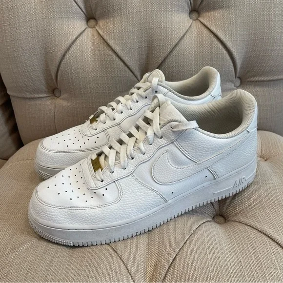Nike Air Force 1 White Metallic Gold Shoe Strings CZ0326 101 Men’s Size 12 - Picture 4 of 12